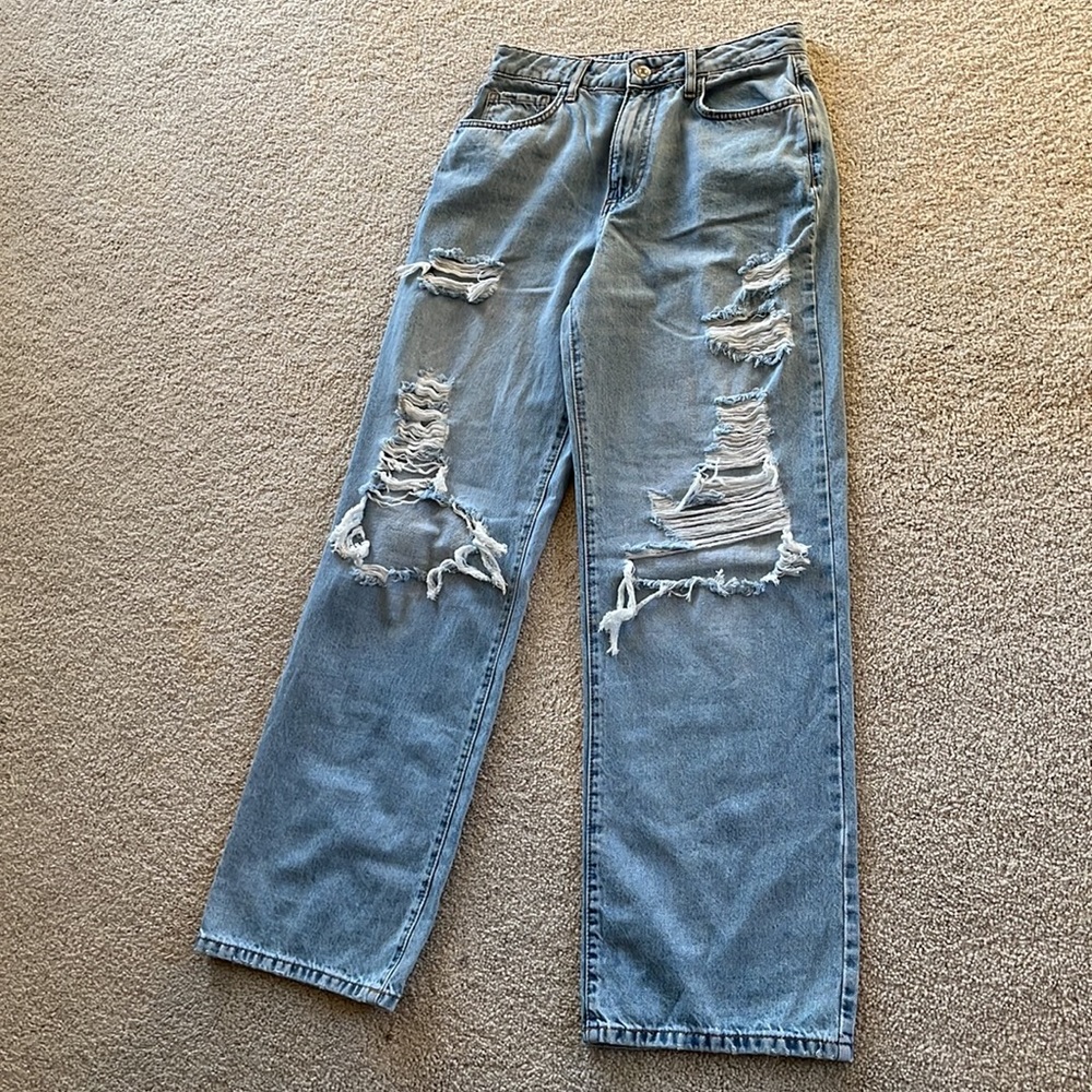 Forever 21 Distressed Women’s wide Leg Jeans Size 27